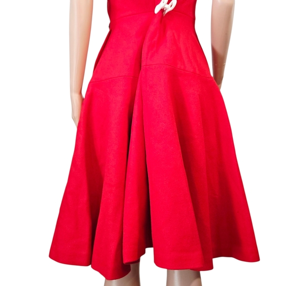Sirina Red Wool Midi Dress – Lined with Pockets Sz XL - Picture 10 of 16